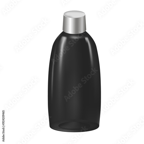 Black cosmetic container bottle for perfume.