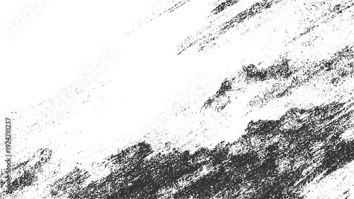 Black and white textured background with diagonal streaks and scattered dots abstract