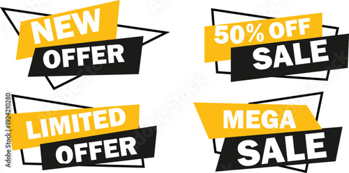 Sale promotion labels collection with new offer limited deal and mega discount banners