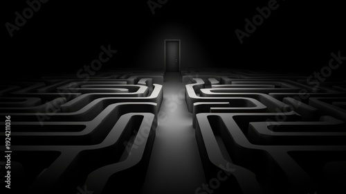 A maze with a door at the end.