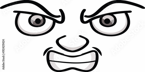 Cartoon face displaying an angry and frustrated emotional expression