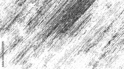 Black and white diagonal distressed textured background with rough linear patterns and scattered speckles