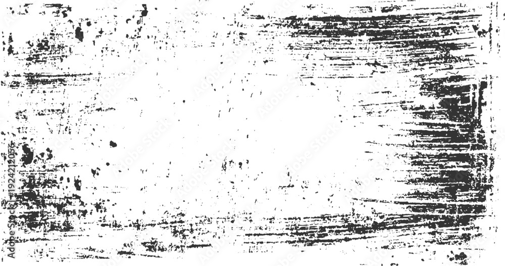 Obraz premium Black and white textured background with distressed horizontal brush strokes and scattered speckles grunge