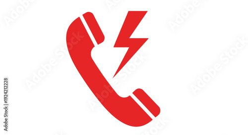 Red telephone handset icon with a lightning bolt symbolizing urgent communication
