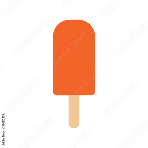 Orange popsicle vector clipart isolated on white background, flat summer ice cream illustration