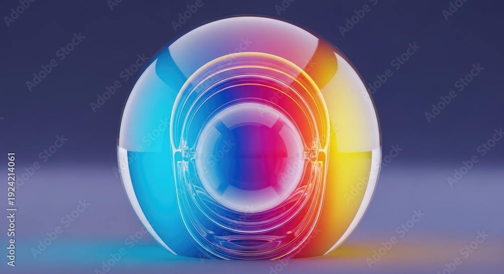 Obraz premium Abstract three dimensional sphere with multiple layers and colorful gradients