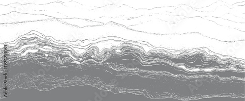 Abstract grayscale wavy layered texture with organic undulating lines and granular dots pattern background