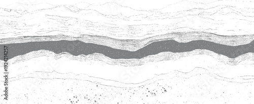 Abstract layered geological strata with a dark gray band resembling a river or canyon background texture
