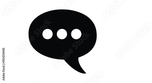 Simple black speech bubble with three white ellipses on a white background