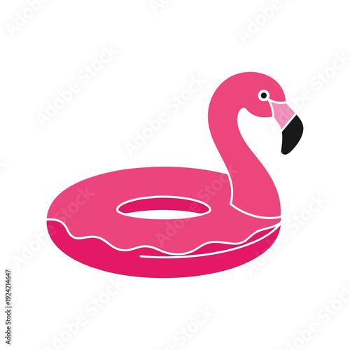 Pink flamingo pool float vector clipart for summer party and beach design