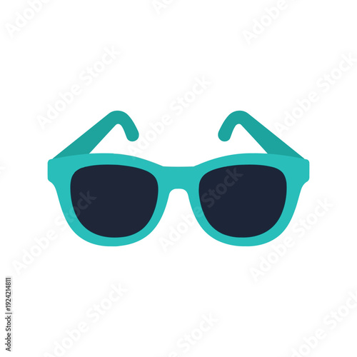 Sunglasses vector clipart in flat style, turquoise summer eyewear illustration for design projects