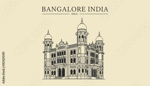 Vidhana Soudha building illustration in Bangalore India.