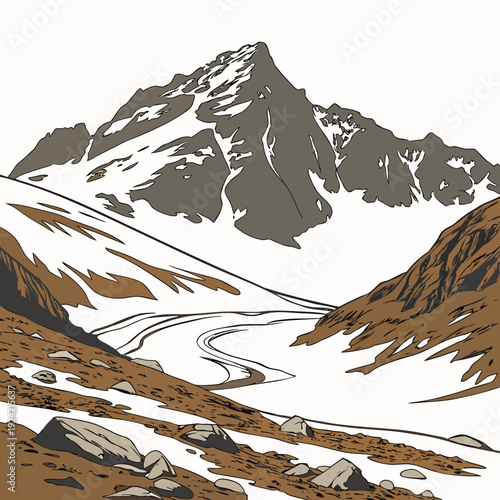 Of a altitude glacier mountain landscape with snow and rocky terrain