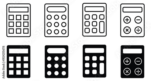 Calculator math symbol icon set