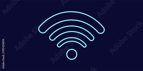 Vector signal wifi sign neon effect. Fully vector effect without raster effects. Editable color