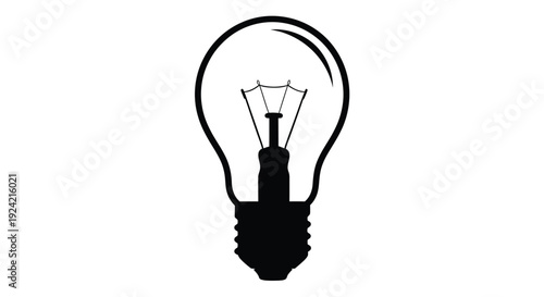 Simple black and white line drawing of a traditional incandescent light bulb