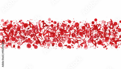Red confetti scattered across a white background in a festive celebration.