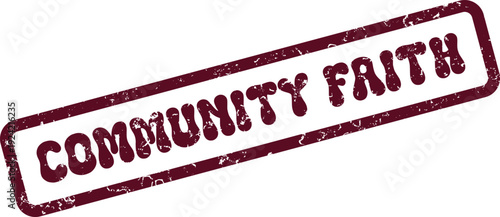 Community Faith distressed rubber stamp effect label for social and religious projects