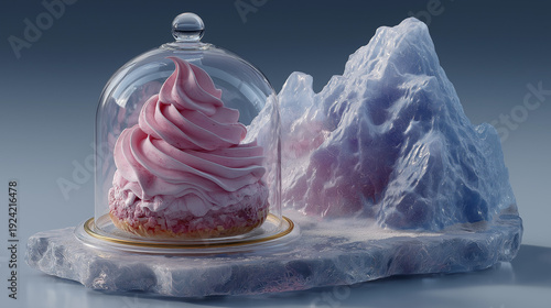 Wallpaper Mural Whipped berry cream dessert under glass cloche with ice crystals, minimalist studio still life, luxury sweet food concept
 Torontodigital.ca