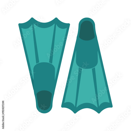 Swimming flippers vector clipart isolated, flat style diving fins illustration for summer sports