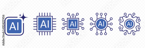 AI processor microchip icon showing artificial intelligence hardware and circuit technology. Business technology illustration for machine learning  digital intelligence  computer processing unit