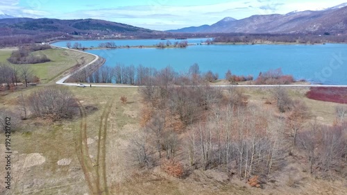 Wallpaper Mural Aerial drone video of Lake Štikada in Lika region, Croatia. Torontodigital.ca