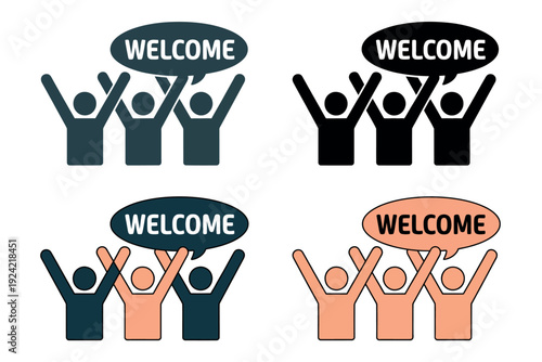 Colorful Welcome Icons with People