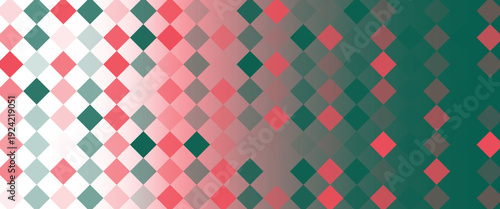 Christmas rhombus seamless pattern. Red and green xmas plaid texture with gold line. Argyle geometric diamond pattern. Christmas abstract wrapping bg. Vector illustration isolated on white background.