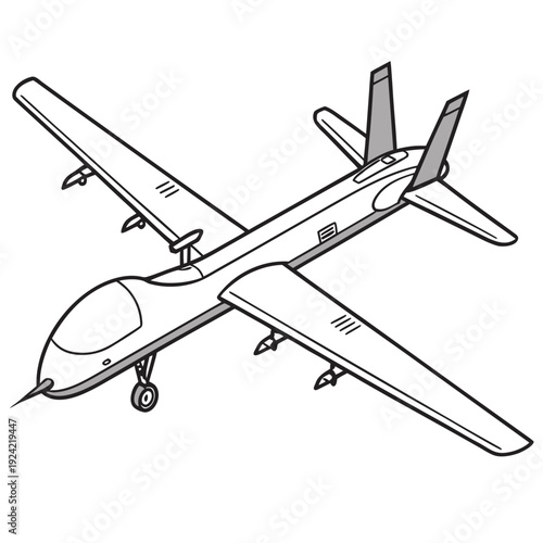 Of unmanned aerial vehicle drone aircraft black and white