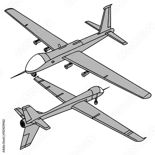 Of two gray tactical unmanned aerial vehicles drone