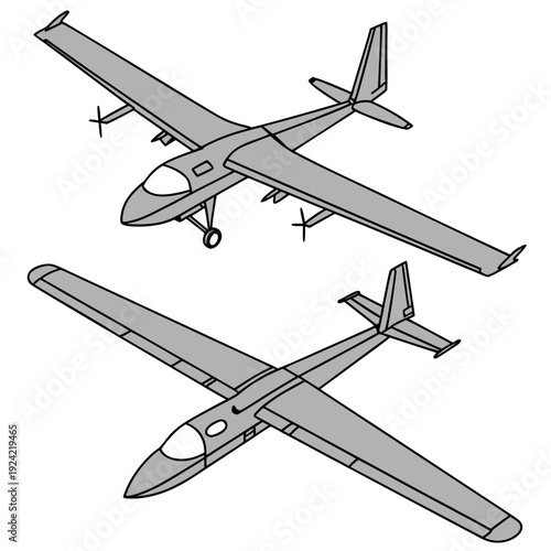 Gray unmanned aerial vehicles drone aircraft airplane