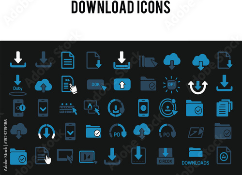 A set of download icons