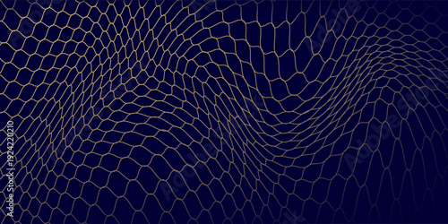 Abstract net background blue and gold for sports, Mesh texture for fishing nets. Seamless pattern for sportswear or soccer goal, volleyball net, basketball hoop, hockey, athletics. Vector