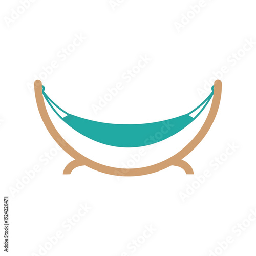 Hammock vector clipart isolated, minimalist summer relaxation icon, flat design illustration