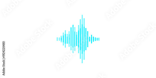 Abstract vector illustration of a blue digital soundwave and music equalizer frequency graph representing technology growth and data volume in a modern business design