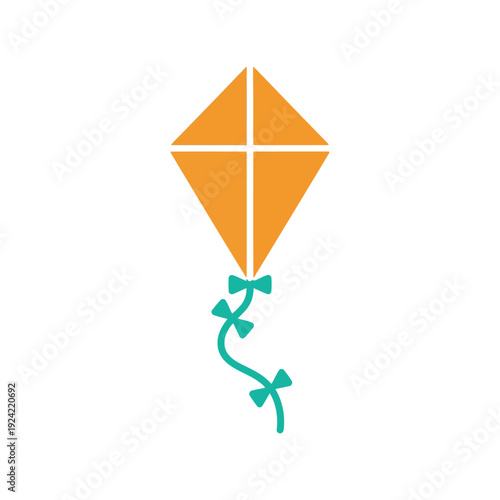 Tableau sur toile Kite vector clipart isolated, simple orange geometric kite illustration for kids