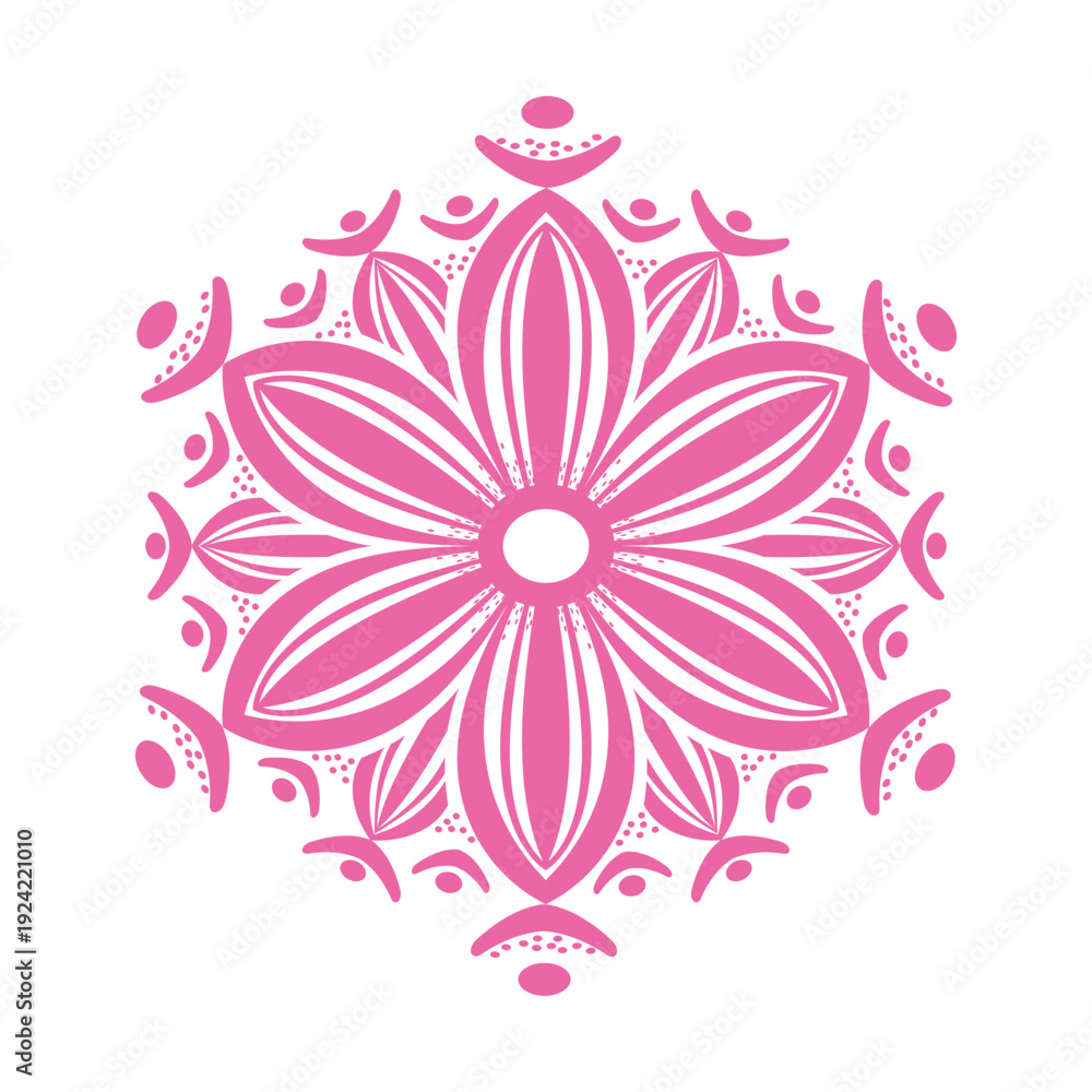 Fototapeta premium Vibrant Pink Symmetrical Flower Design