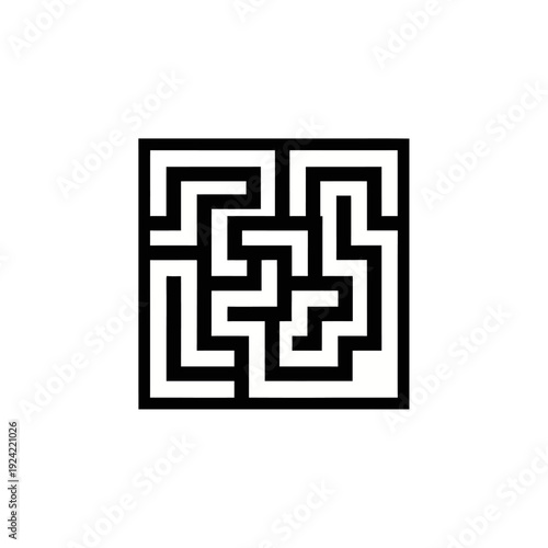 Abstract square maze design isolated on white background conceptual illustration