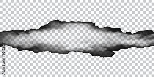 Realistic torn paper set with ripped edges, space for text on transparent background. Torn paper edge. Vector illustration.