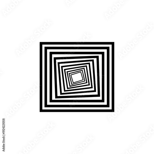 Abstract optical illusion graphic with nested squares and a central vanishing point