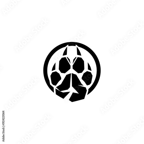 Paw print logo design isolated on white background with a circular shape