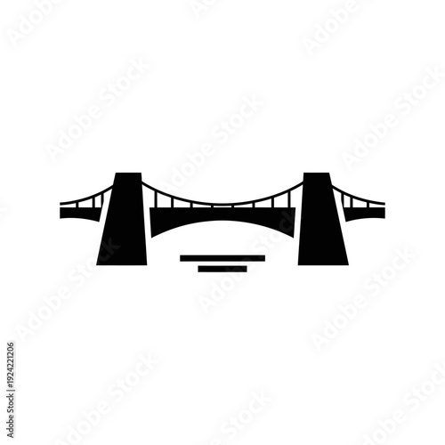 Black silhouette of a modern bridge vector illustration on white background