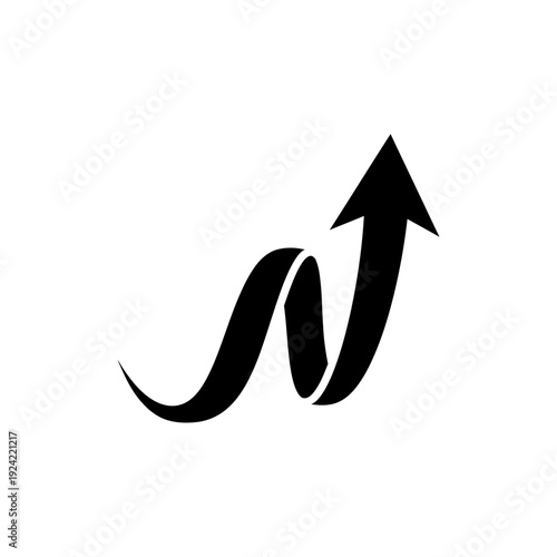 Abstract black arrow ascending symbol of growth progress and success
