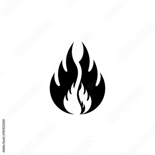 Black flame icon isolated vector illustration for various design projects