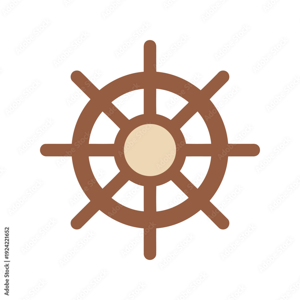 Obraz premium Ship Wheel Vector Clipart Icon – Nautical Steering Helm Symbol for Marine Design