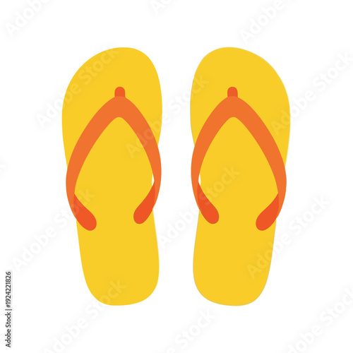Yellow flip flops vector clipart isolated on white, summer beach footwear illustration