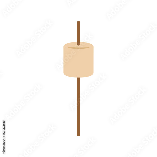 Toasted Marshmallow on Stick Vector Clipart Isolated Simple Cartoon Food Illustration