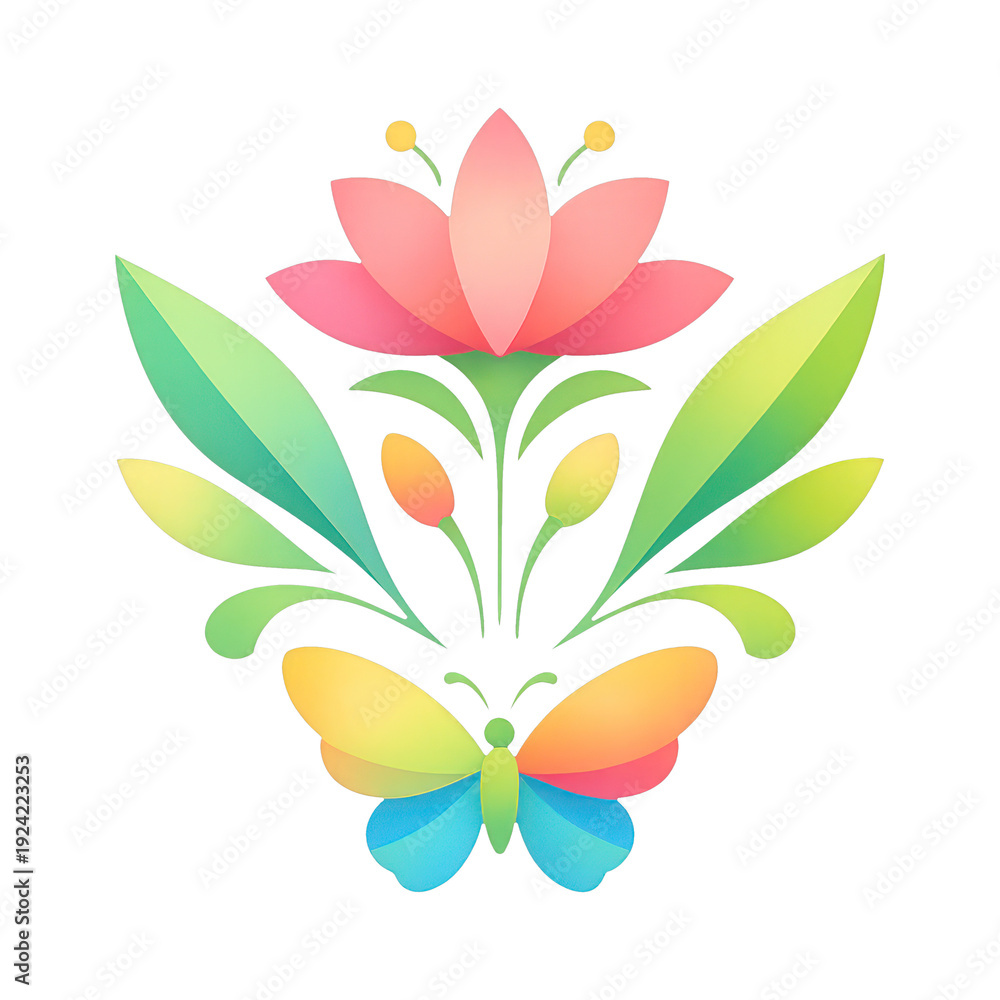 Obraz premium PNG Colorful floral butterfly design