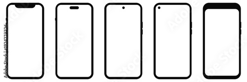 Realistic Modern Smartphone Mockup Collection – Multi-Angle Mobile Devices, Blank Screen Templates, 3D Phone Vectors for UI, 
UX, and App Design Showcase