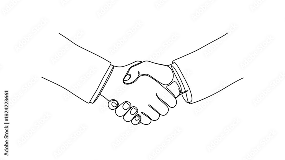 Fototapeta premium Continuous Line Business Handshake Agreement Illustration